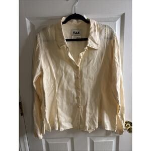 Flax 100% Linen Button Up Shirt Women’s Size Small Cream